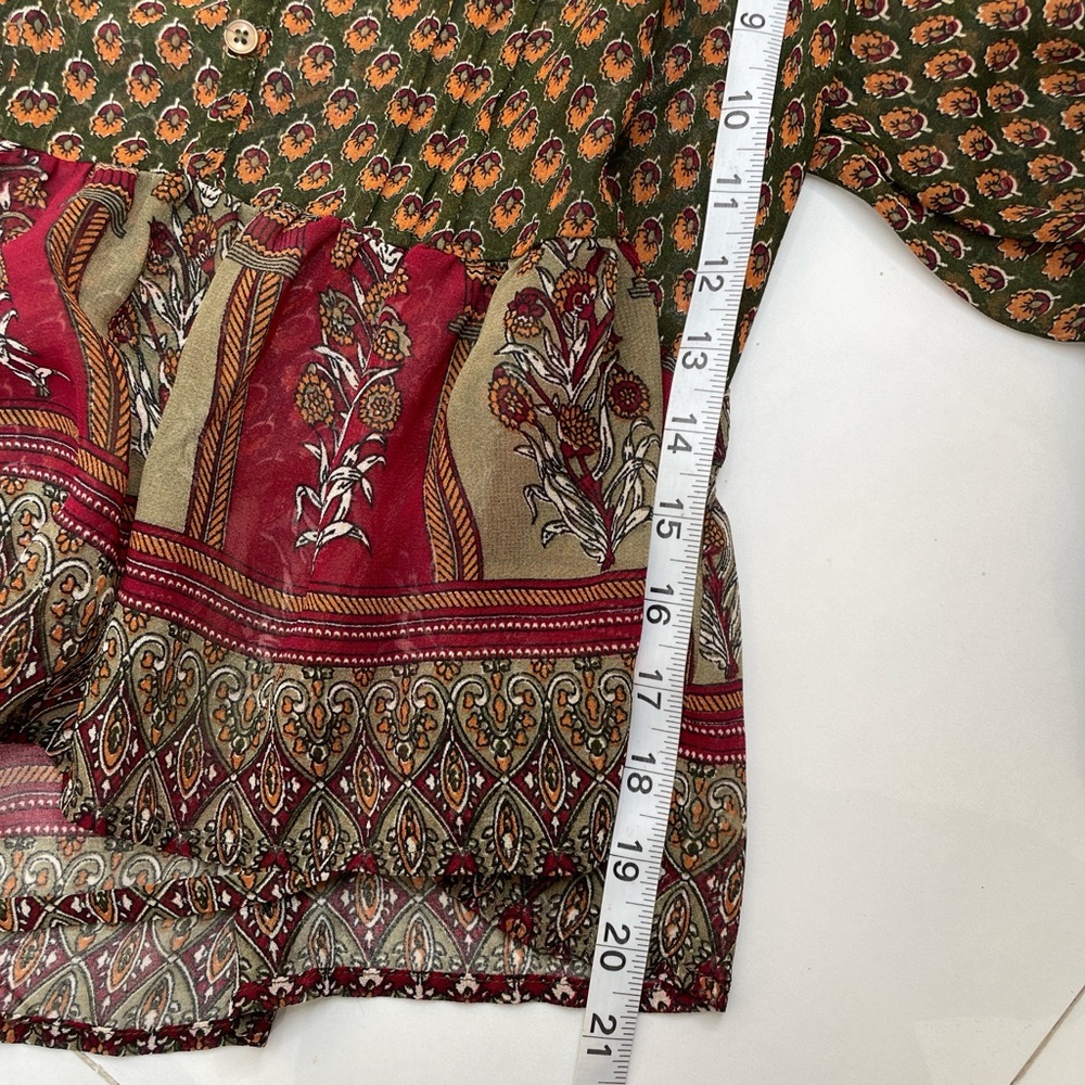 Band of Gypsies Vintage Sheer Paisley Boho Peplum Multicolor Blouse - Picture 7 of 8